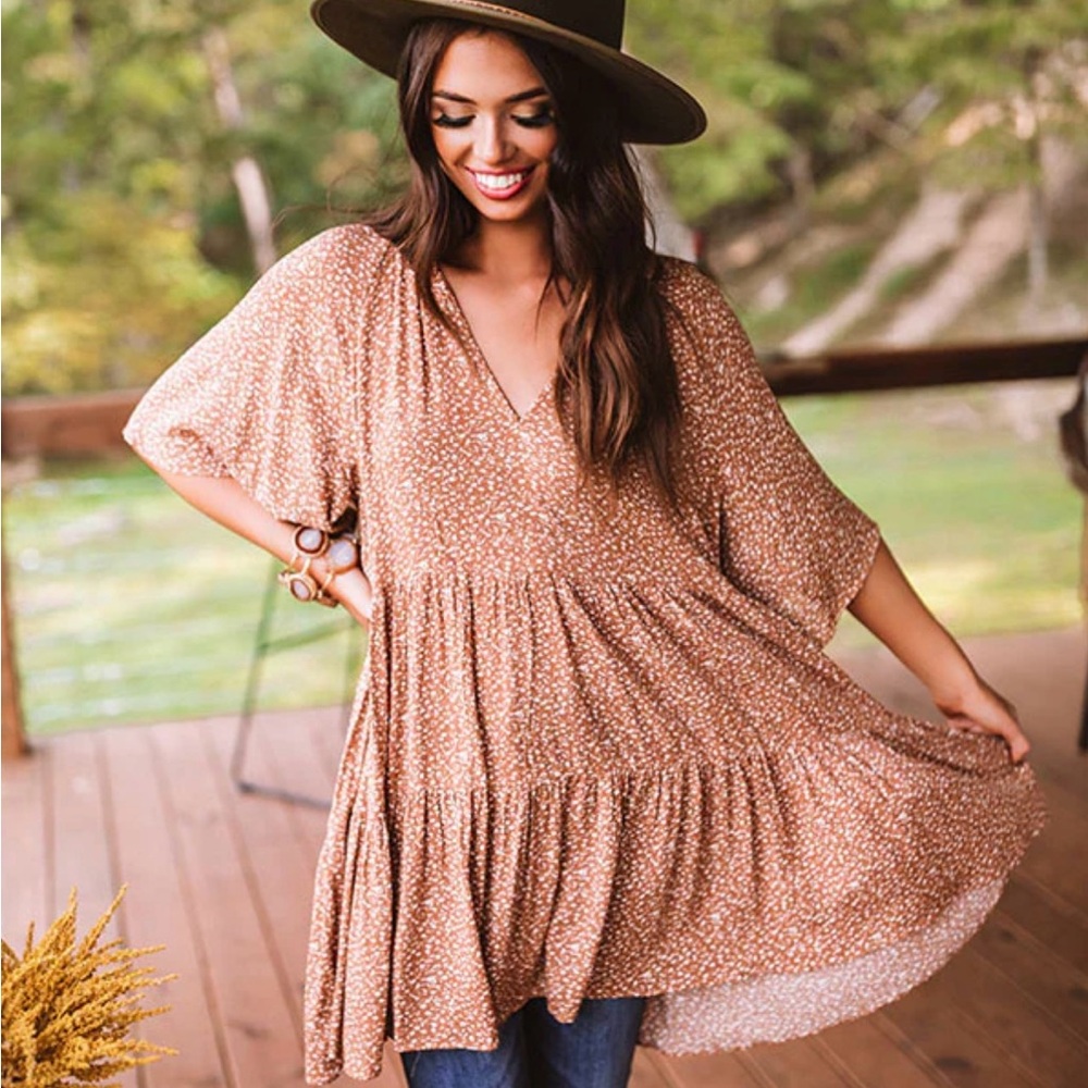 Taylor Grace Brown V-Neck Dress